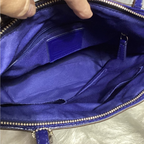 Coach Legacy Blue Plaid Sig C Canvas with Leather Shoulder Bag G1276-F20040 EUC - Picture 9 of 12